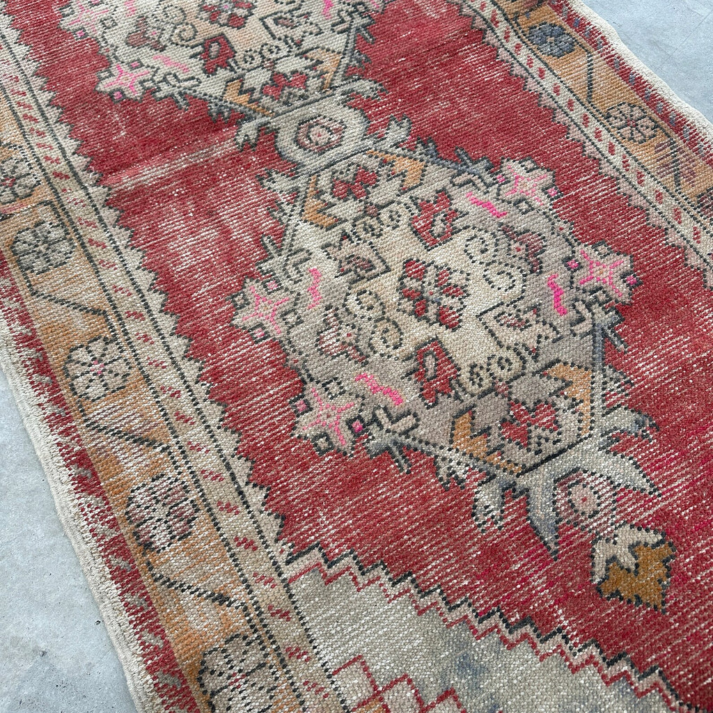 Vintage Turkish Accent Area rug 3.1 x 7.1 ft