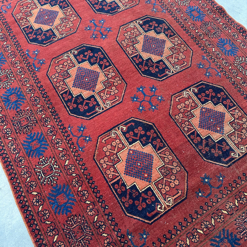 Vintage Afghan Bokhara Rug 3.7 x 5.8 ft