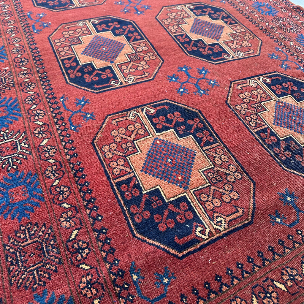 Vintage Afghan Bokhara Rug 3.7 x 5.8 ft