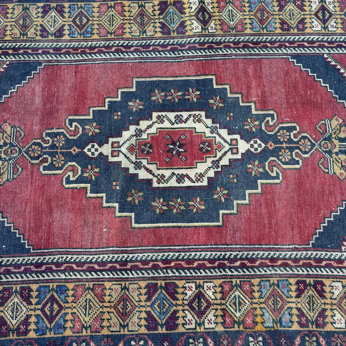 Vintage Turkish Accent Area rug 3.7 x 6.7 ft
