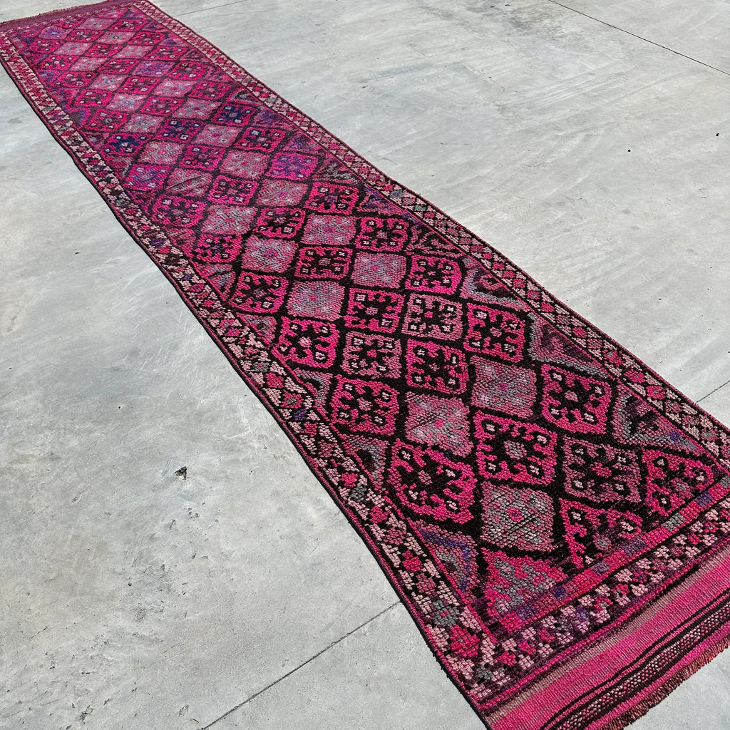 Vintage Turkish Runner Rug 2.9 x 14.2 ft