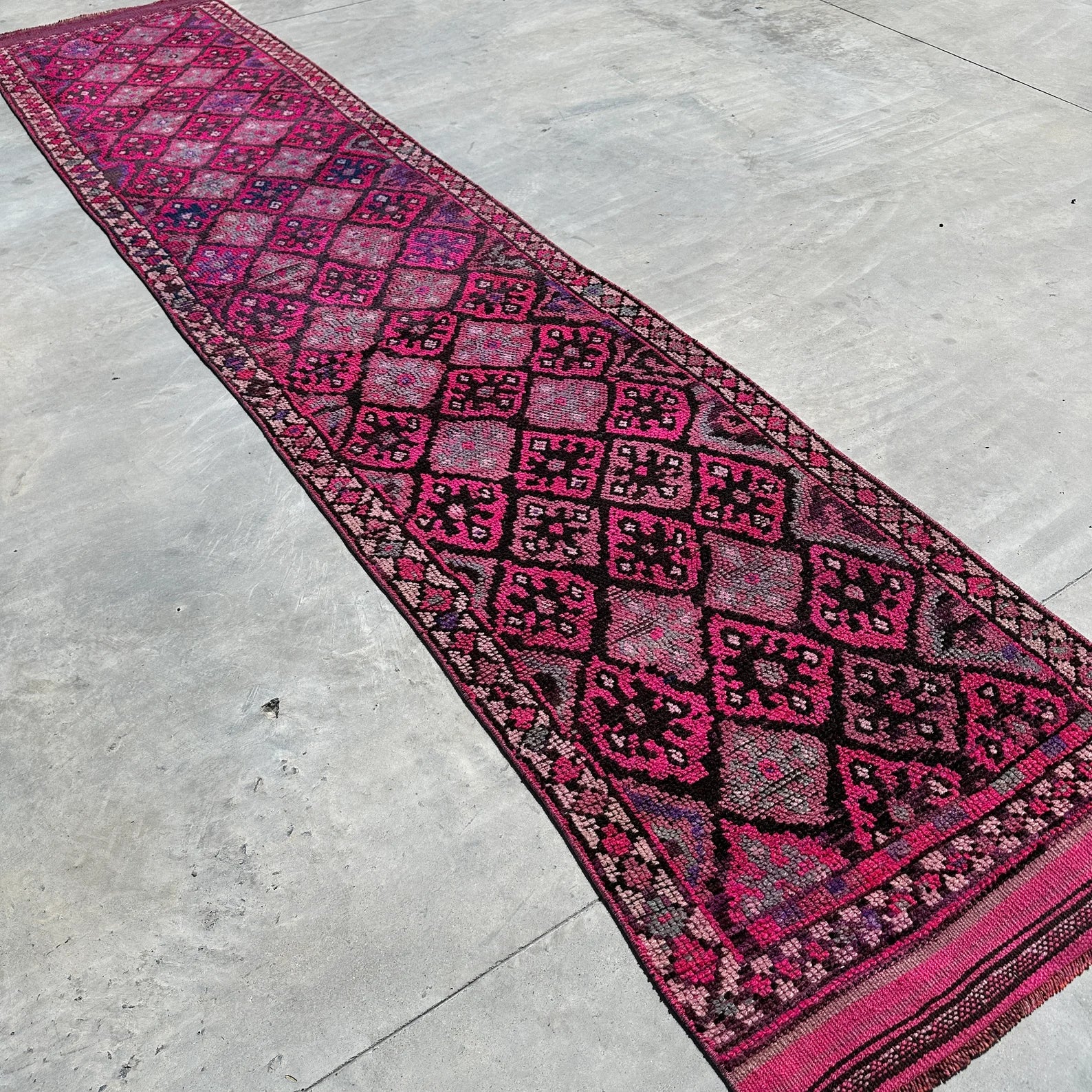 Vintage Turkish Runner Rug 2.9 x 14.2 ft