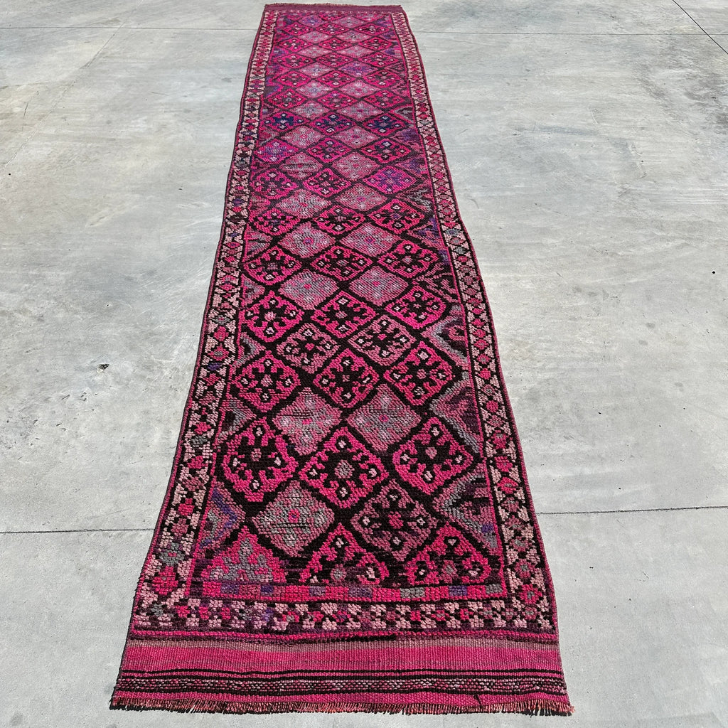 Vintage Turkish Runner Rug 2.9 x 14.2 ft