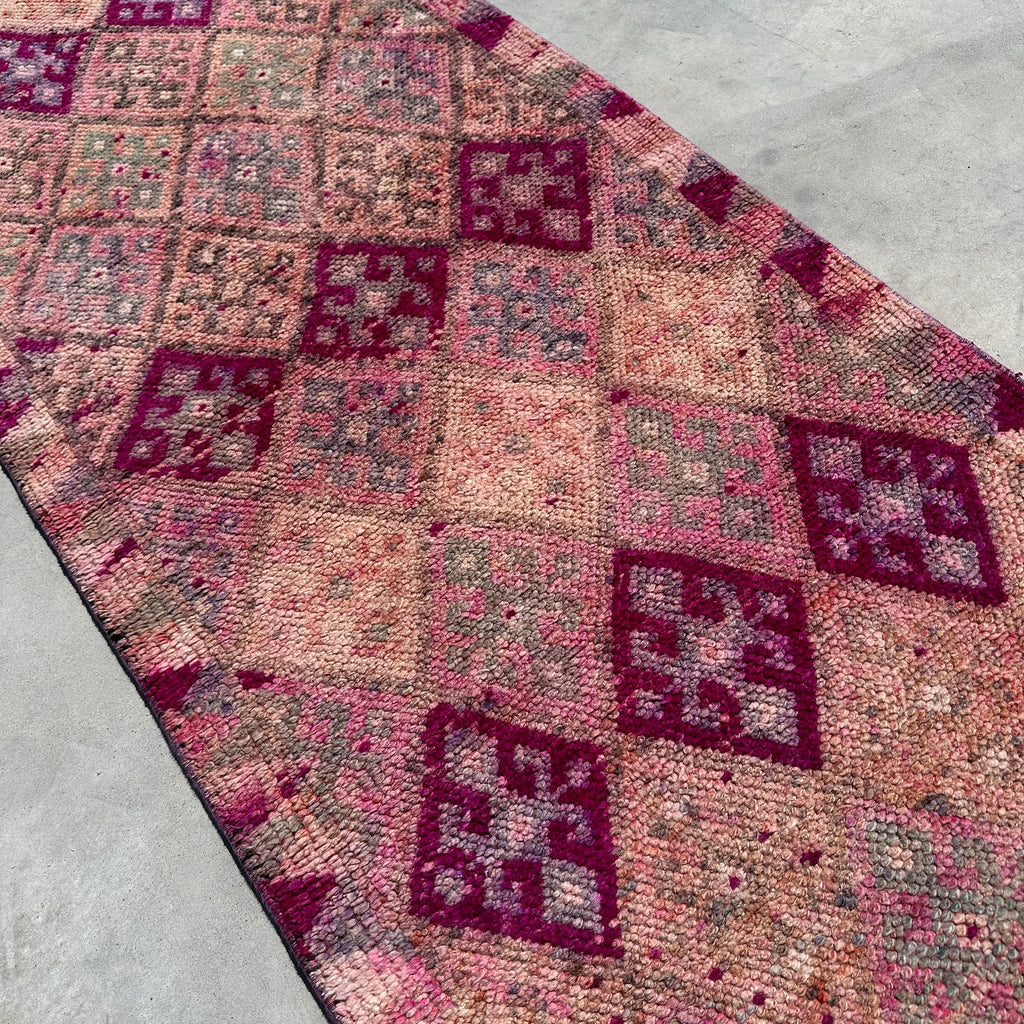 Vintage Turkish Runner Rug 3 x 12.1 ft