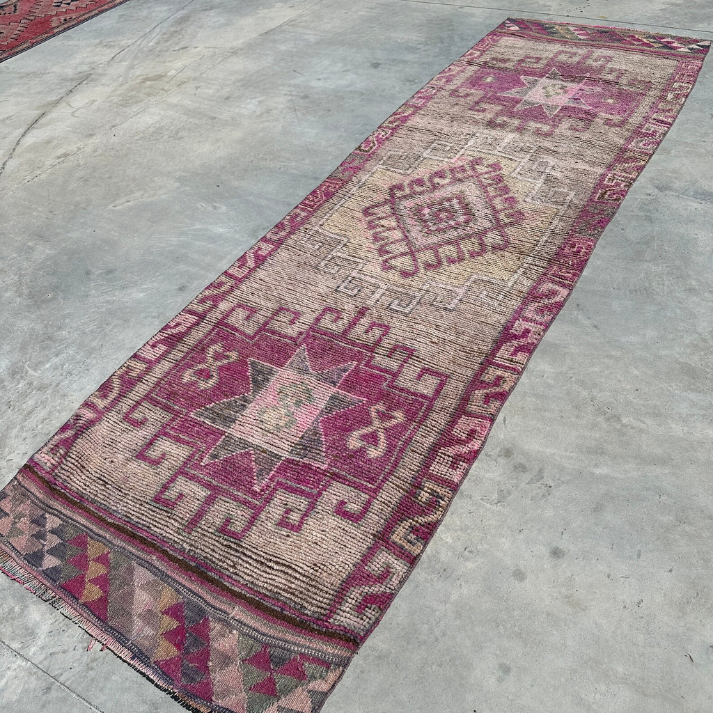 Vintage Turkish Runner Rug 3.2 x 10.7 ft