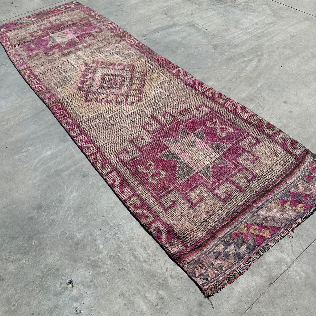 Vintage Turkish Runner Rug 3.2 x 10.7 ft