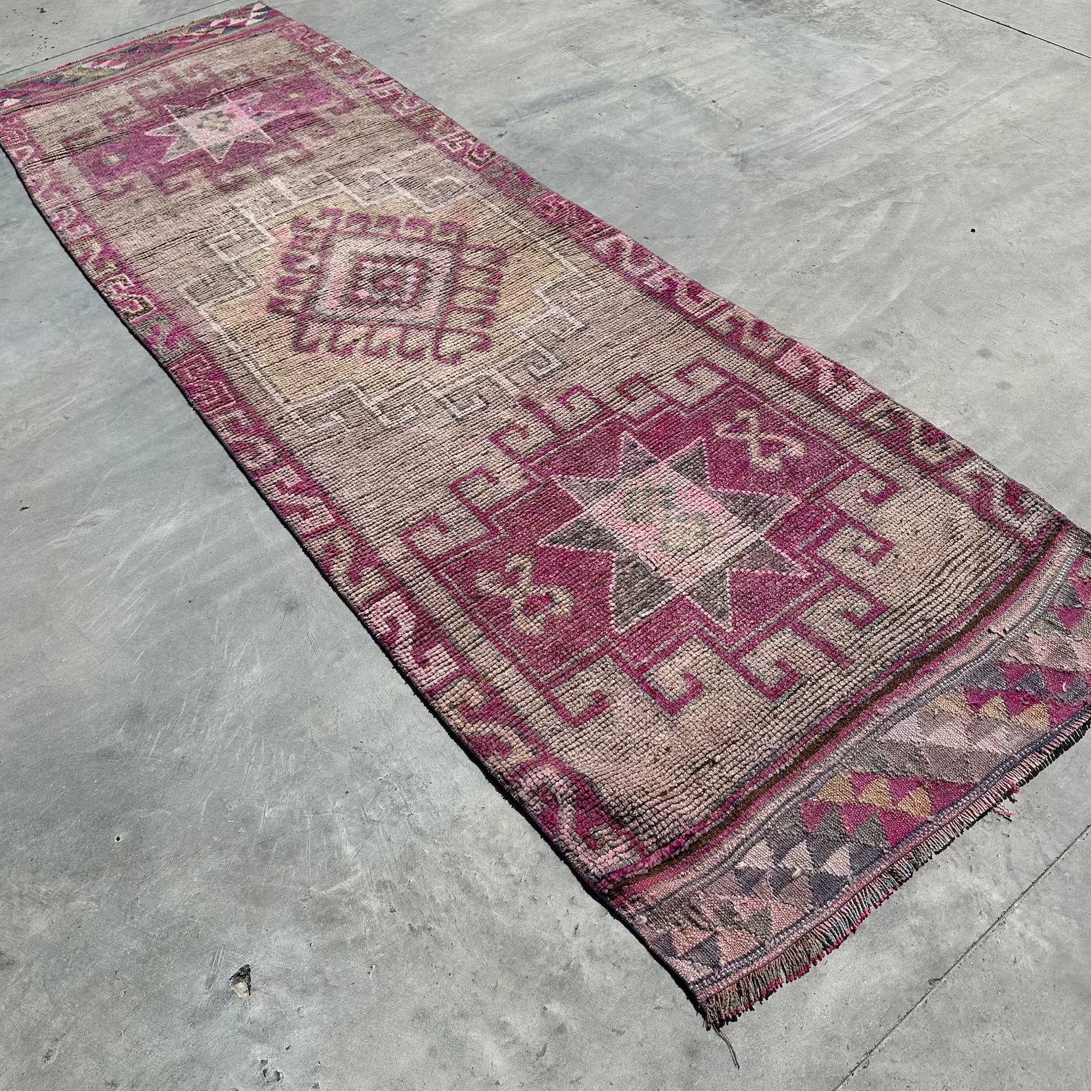 Vintage Turkish Runner Rug 3.2 x 10.7 ft