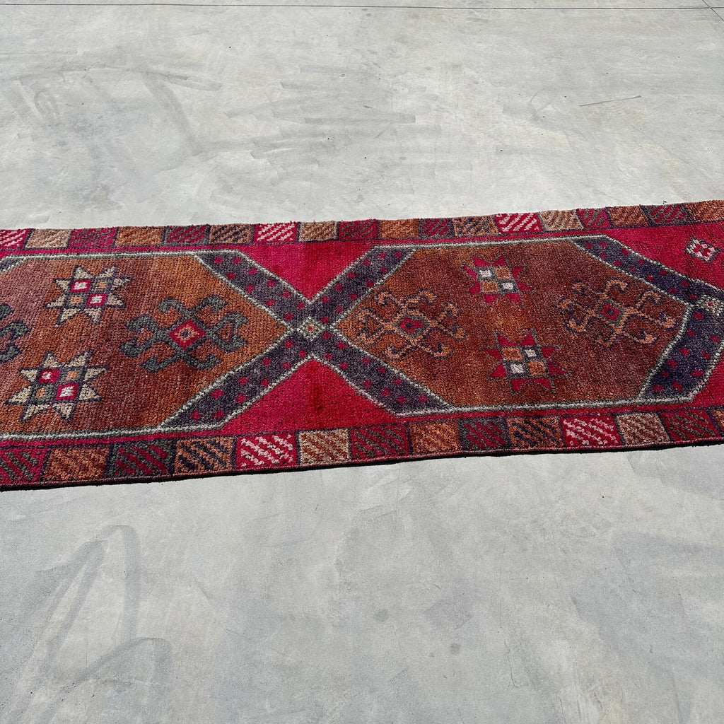Vintage Turkish Runner Rug 2.8 x 10.1 ft