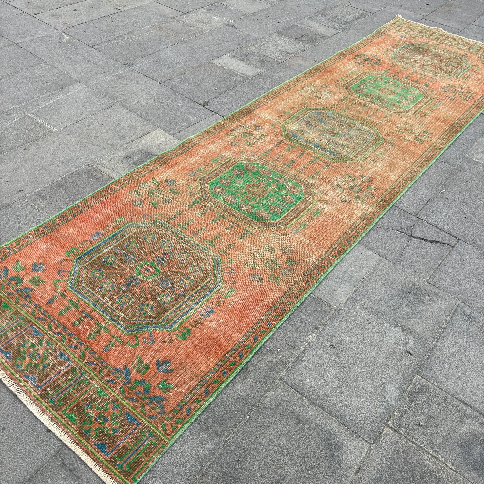 Vintage Turkish Runner Rug 2.7 x 11.3 ft