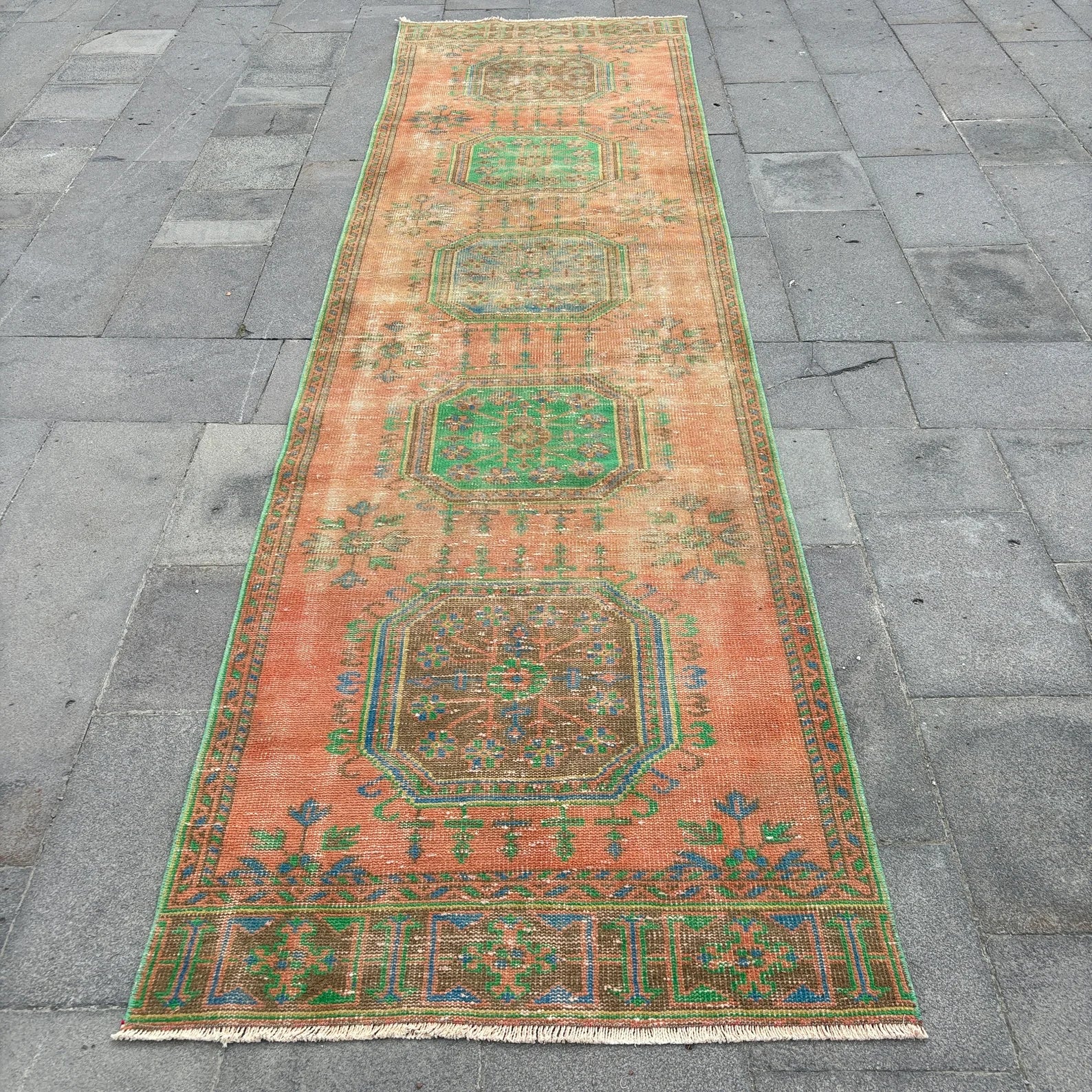 Vintage Turkish Runner Rug 2.7 x 11.3 ft