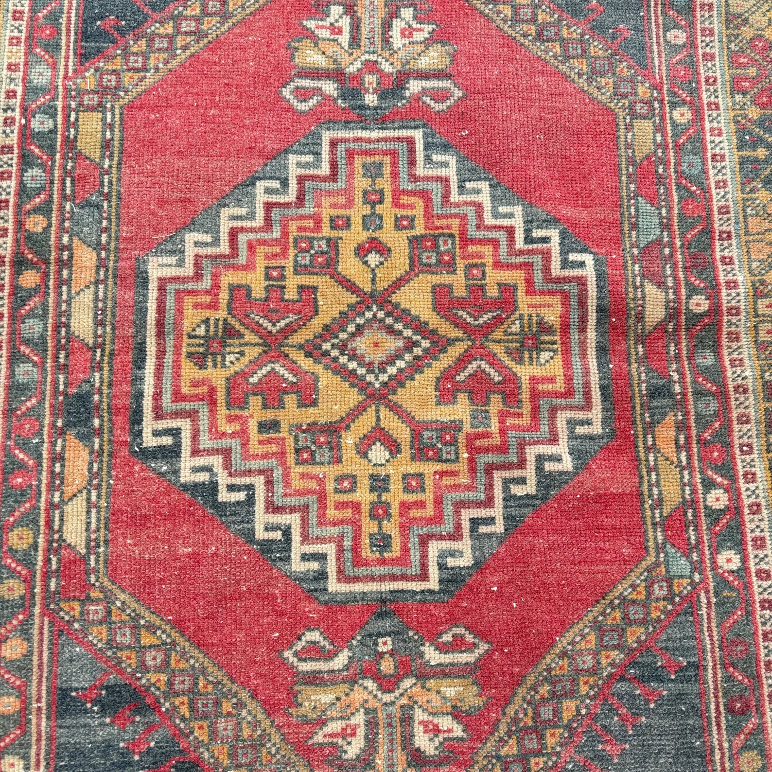 Vintage Turkish Accent Area rug 3.6 x 6.4 ft