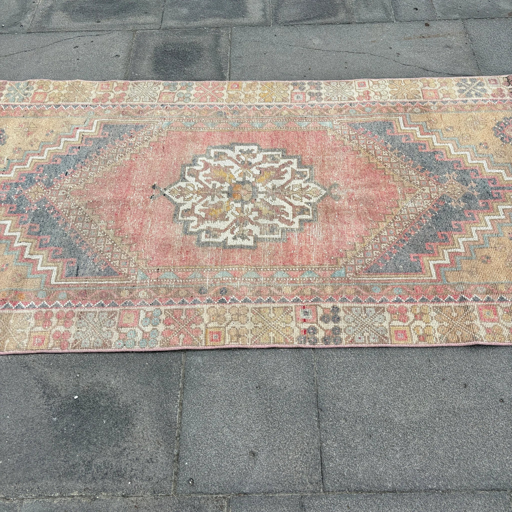 Vintage Turkish Runner Rug 3.9 x 6.3 ft