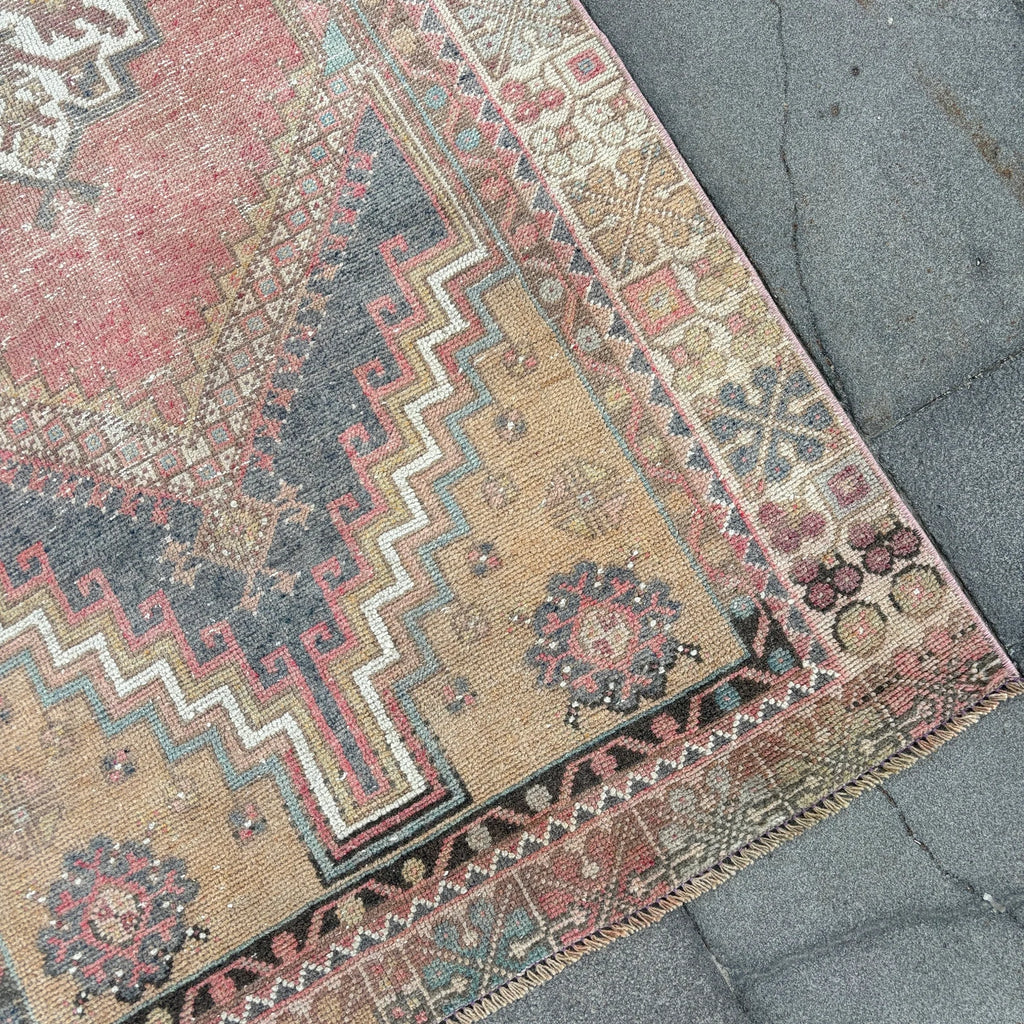 Vintage Turkish Runner Rug 3.9 x 6.3 ft