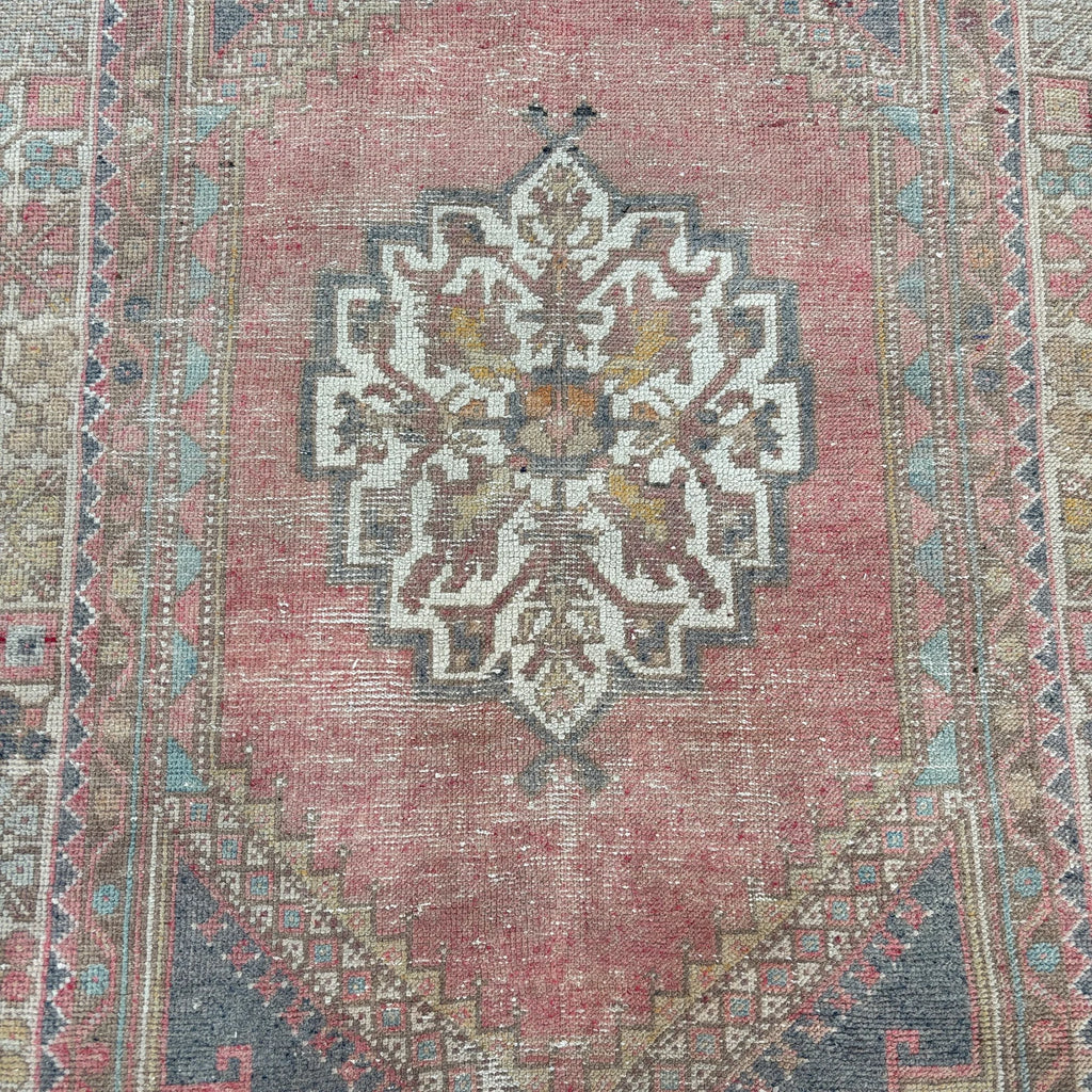 Vintage Turkish Runner Rug 3.9 x 6.3 ft
