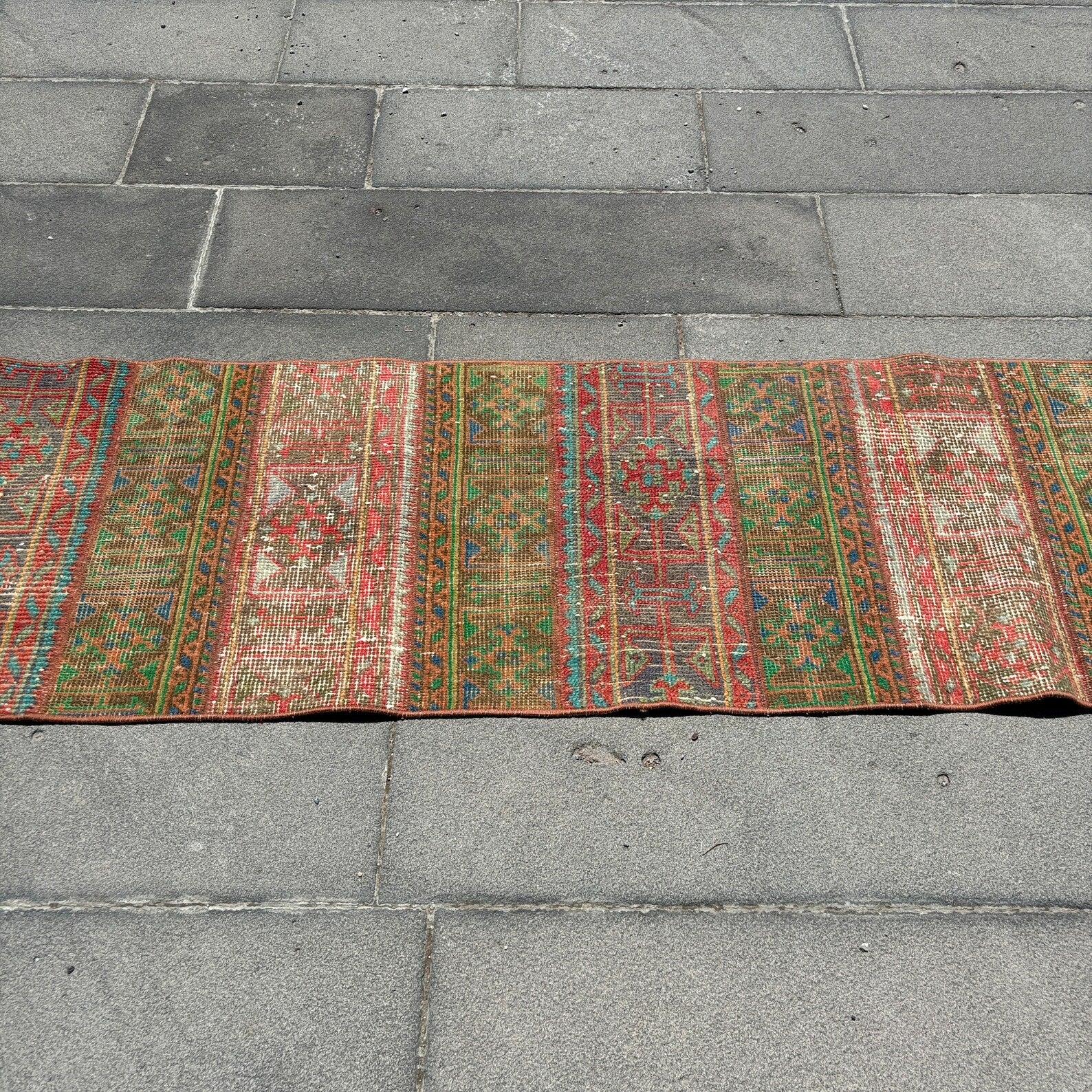 Vintage Turkish Runner Rug 1.7 x 7.6 ft