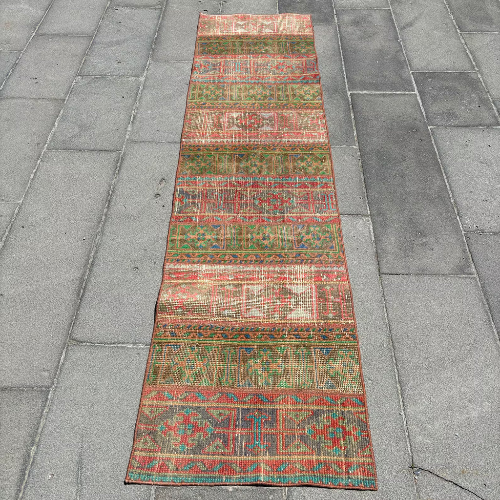 Vintage Turkish Runner Rug 1.7 x 7.6 ft