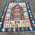 Vintage Turkish Accent Area rug 4.8 x 6.5 ft
