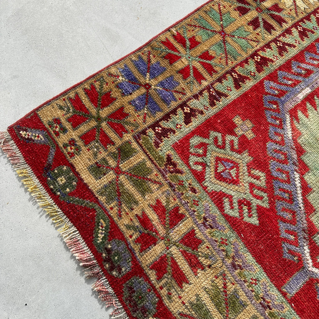 Vintage Turkish Runner Rug 3.6 x 10.5 ft