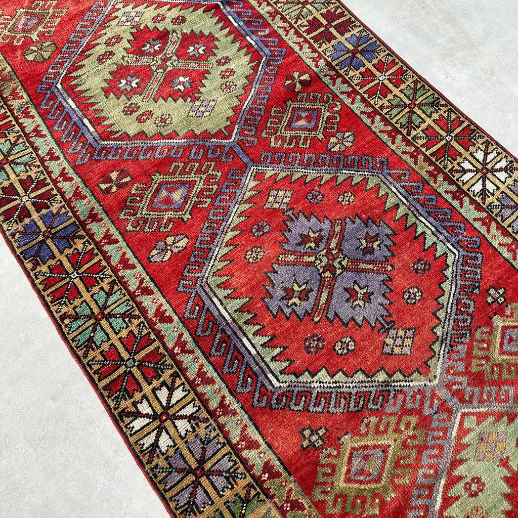 Vintage Turkish Runner Rug 3.6 x 10.5 ft