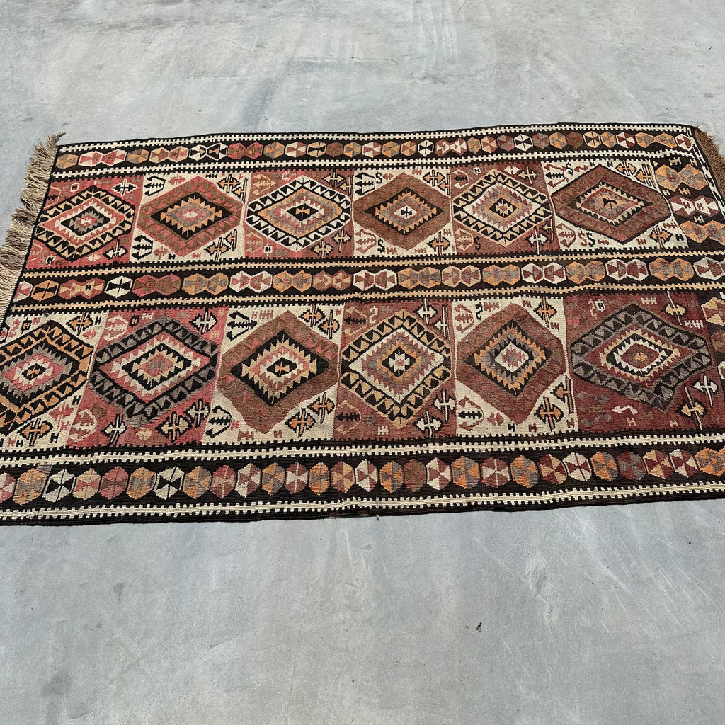 Vintage Turkish Accent Area Rug 4.2 x 6.2 ft