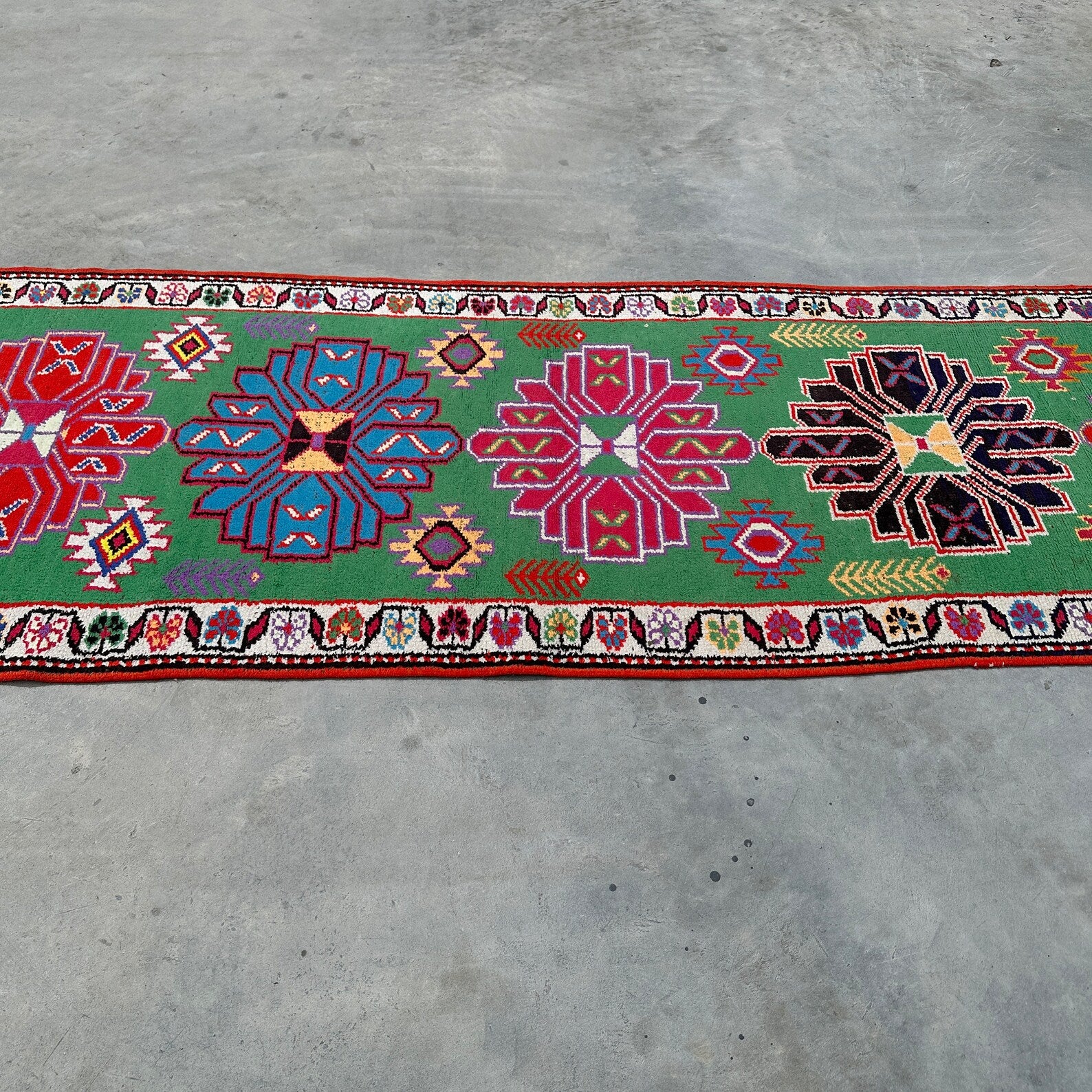 Vintage Turkish Runner Rug 2.6 x 10.3 ft