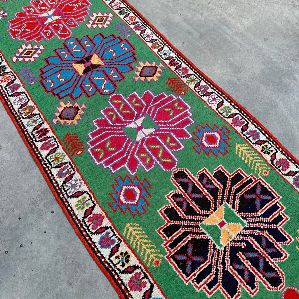 Vintage Turkish Runner Rug 2.6 x 10.3 ft