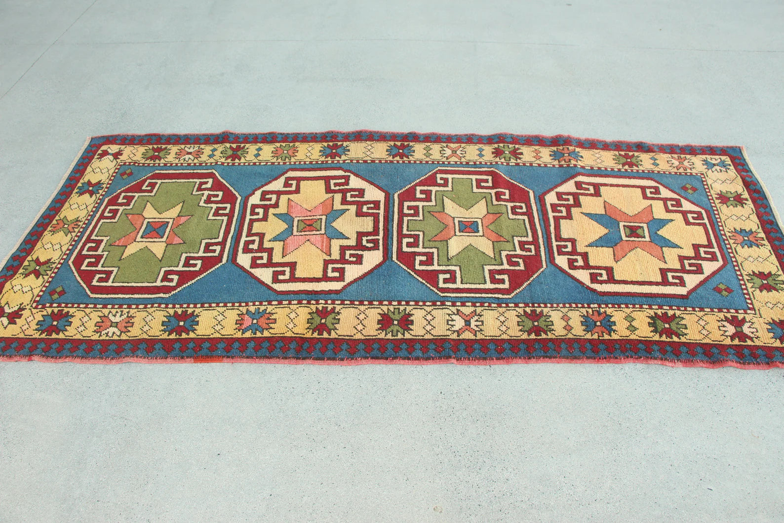 Vintage Turkish Runner Rug 3.1 x 7.7 ft