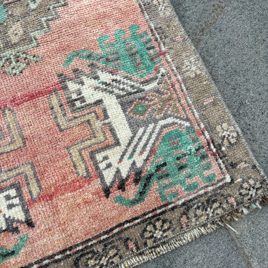 Vintage Turkish Mini Rug 1.6 x 3.1 ft
