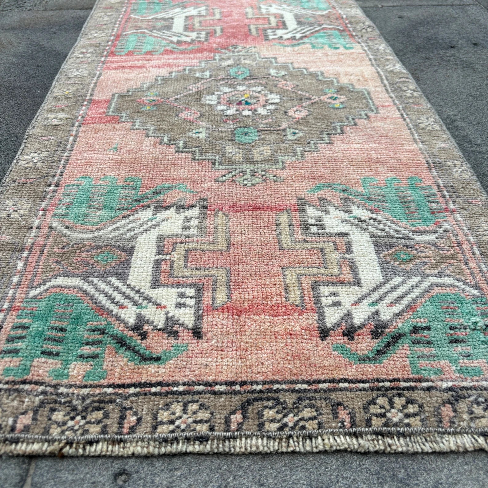 Vintage Turkish Mini Rug 1.6 x 3.1 ft