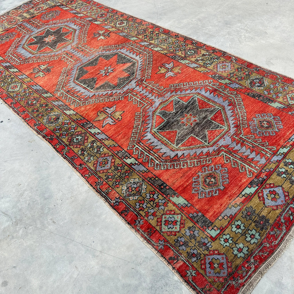XL Vintage Turkish Accent Area rug 4.8 x 11.3 ft