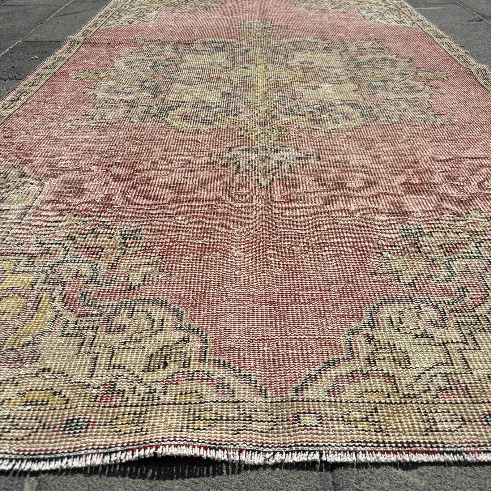 Vintage Turkish Accent Area rug 4.6 x 10.3 ft