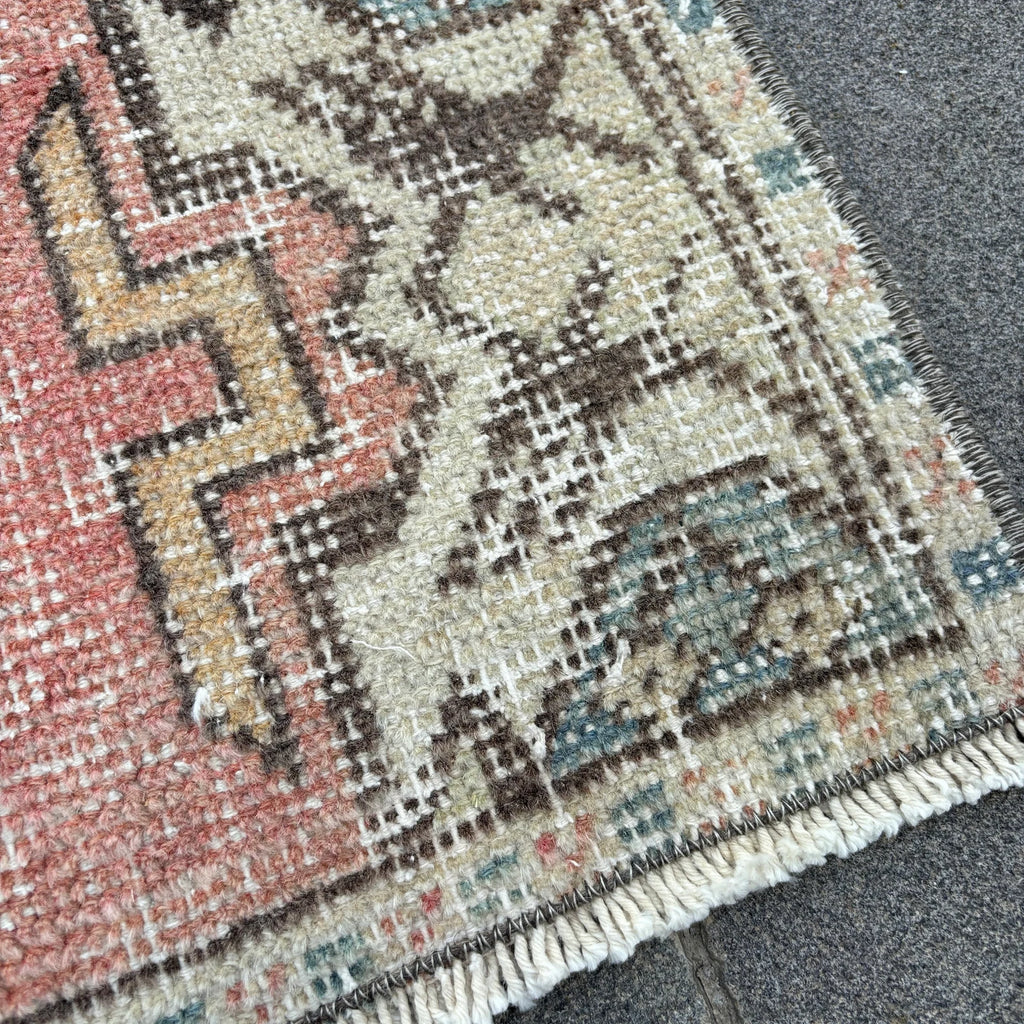 Vintage Turkish Mini Rug 1.4 x 2.9 ft