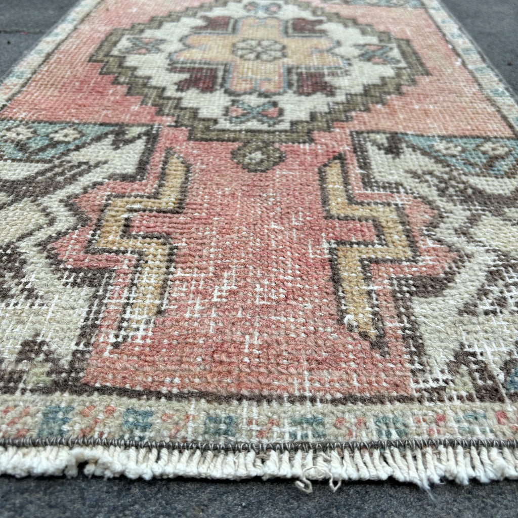 Vintage Turkish Mini Rug 1.4 x 2.9 ft
