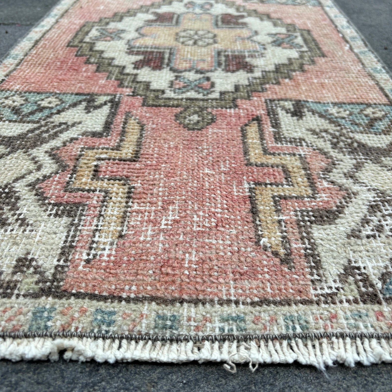 Vintage Turkish Mini Rug 1.4 x 2.9 ft