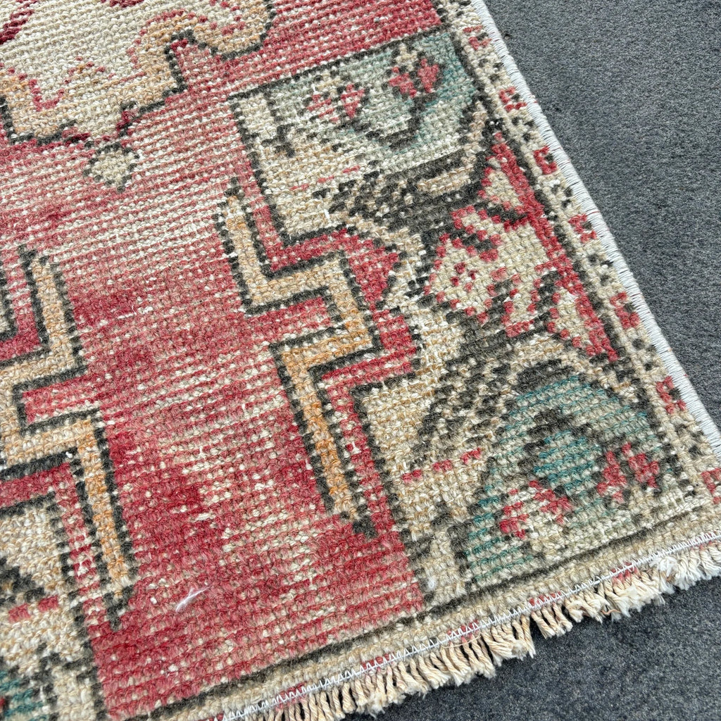 Vintage Turkish Mini Rug 1.3 x 2.7 ft