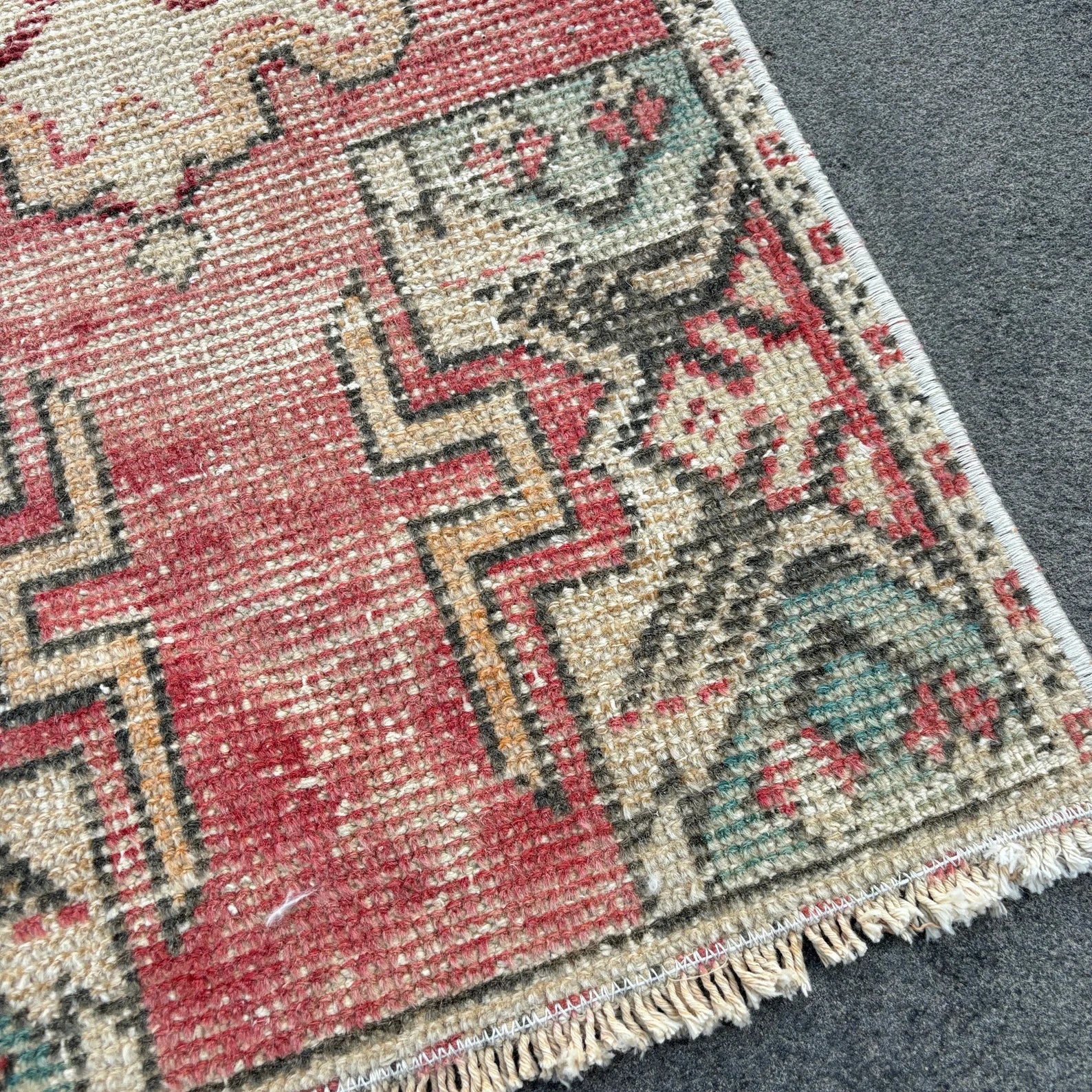 Vintage Turkish Mini Rug 1.3 x 2.7 ft