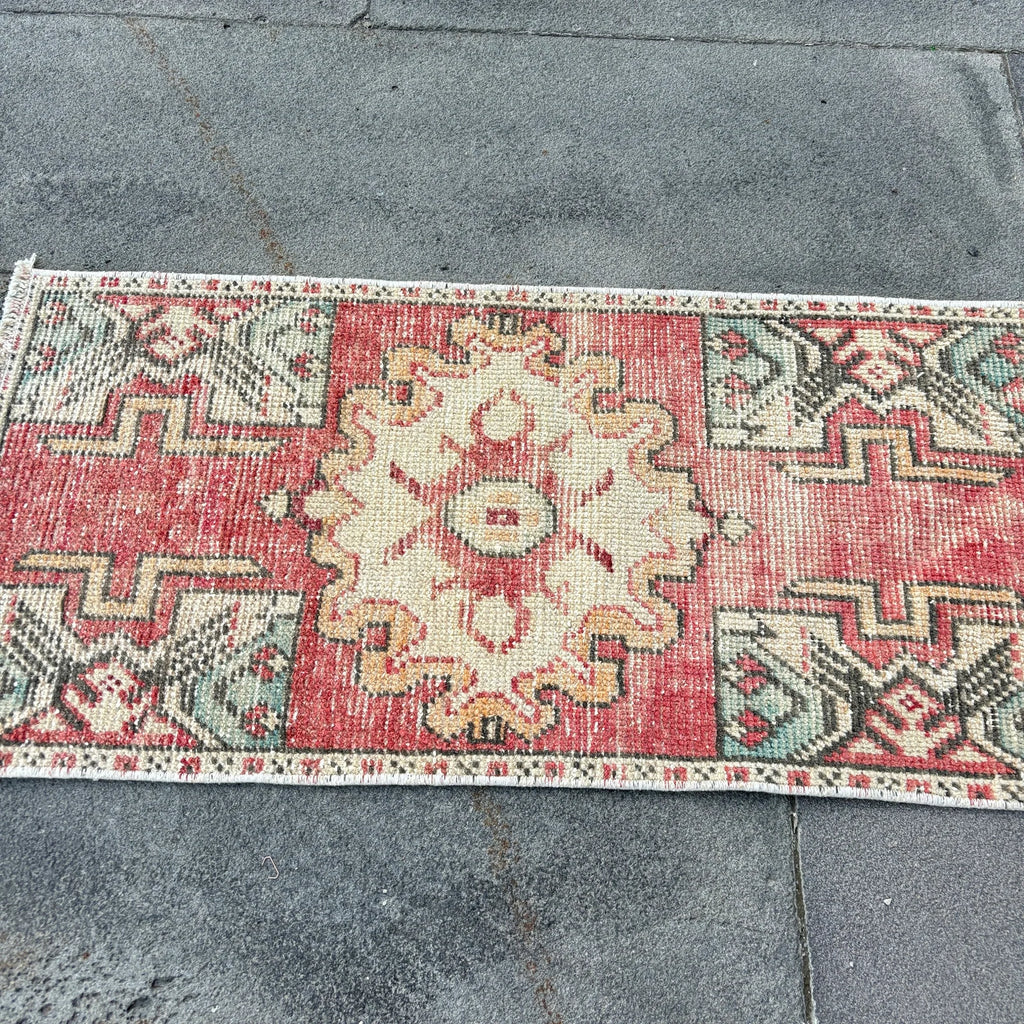Vintage Turkish Mini Rug 1.3 x 2.7 ft