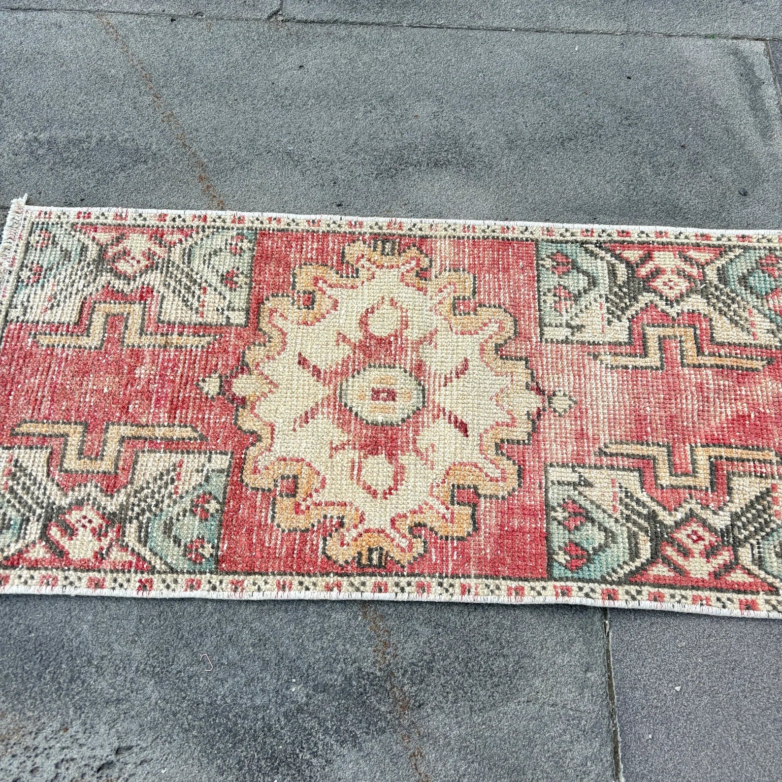 Vintage Turkish Mini Rug 1.3 x 2.7 ft