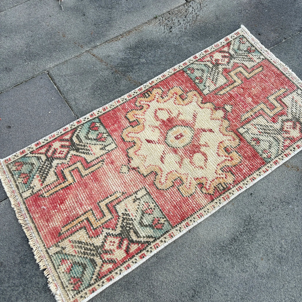 Vintage Turkish Mini Rug 1.3 x 2.7 ft