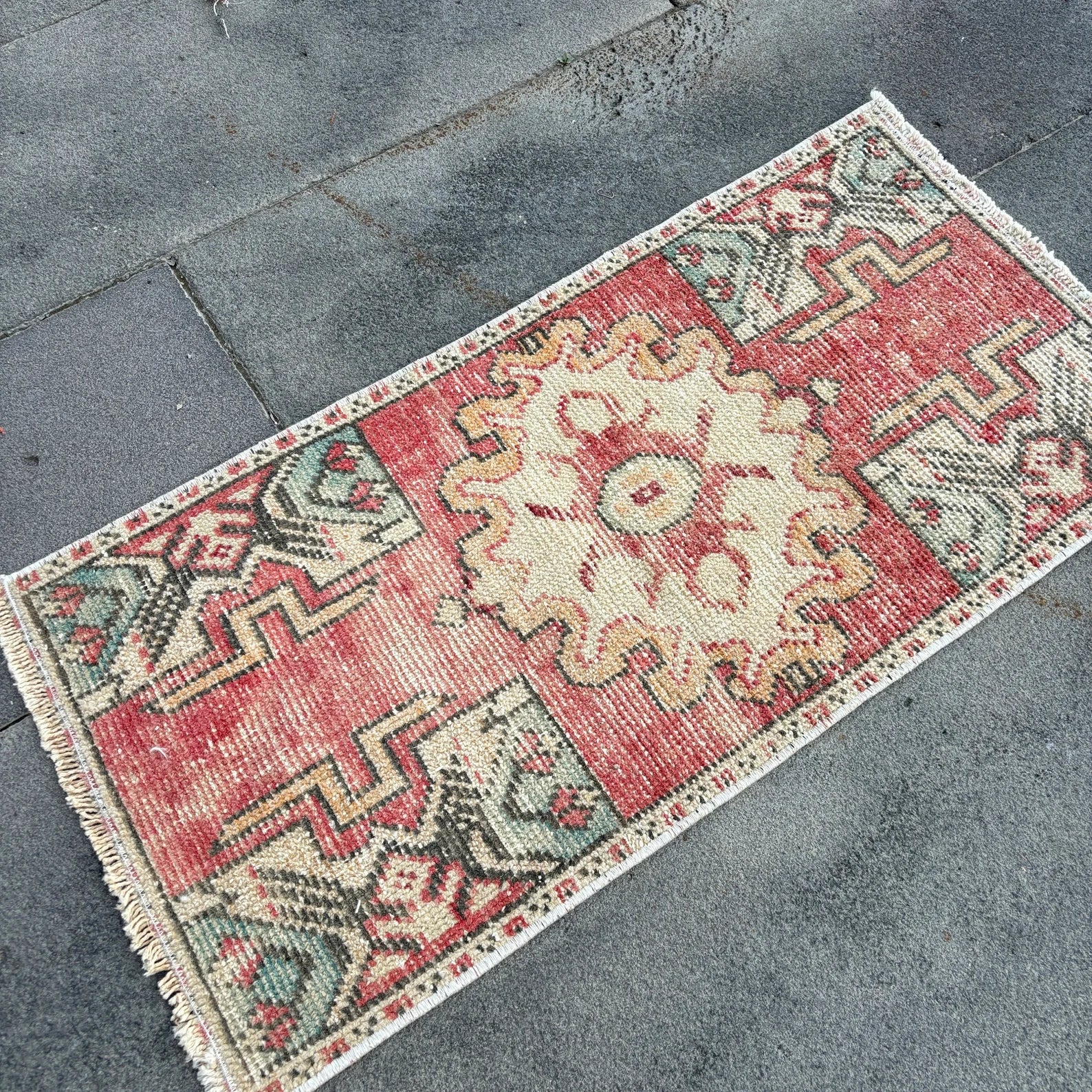 Vintage Turkish Mini Rug 1.3 x 2.7 ft