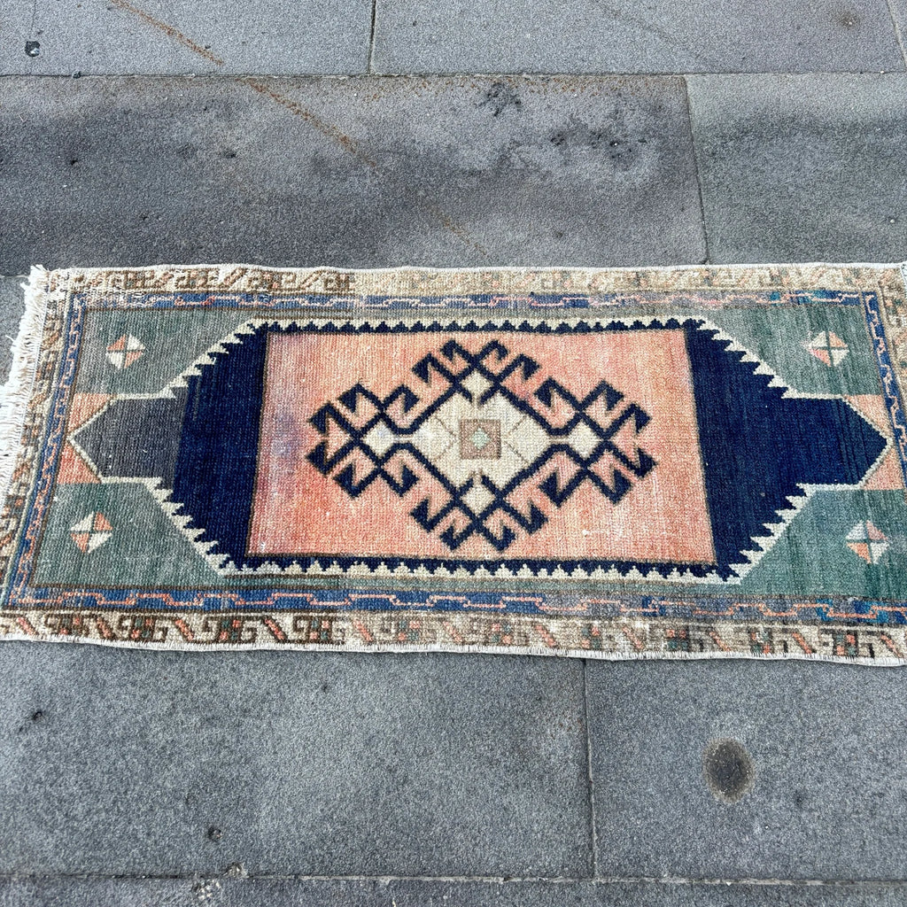 Vintage Turkish Mini Rug 1.4 x 3 ft