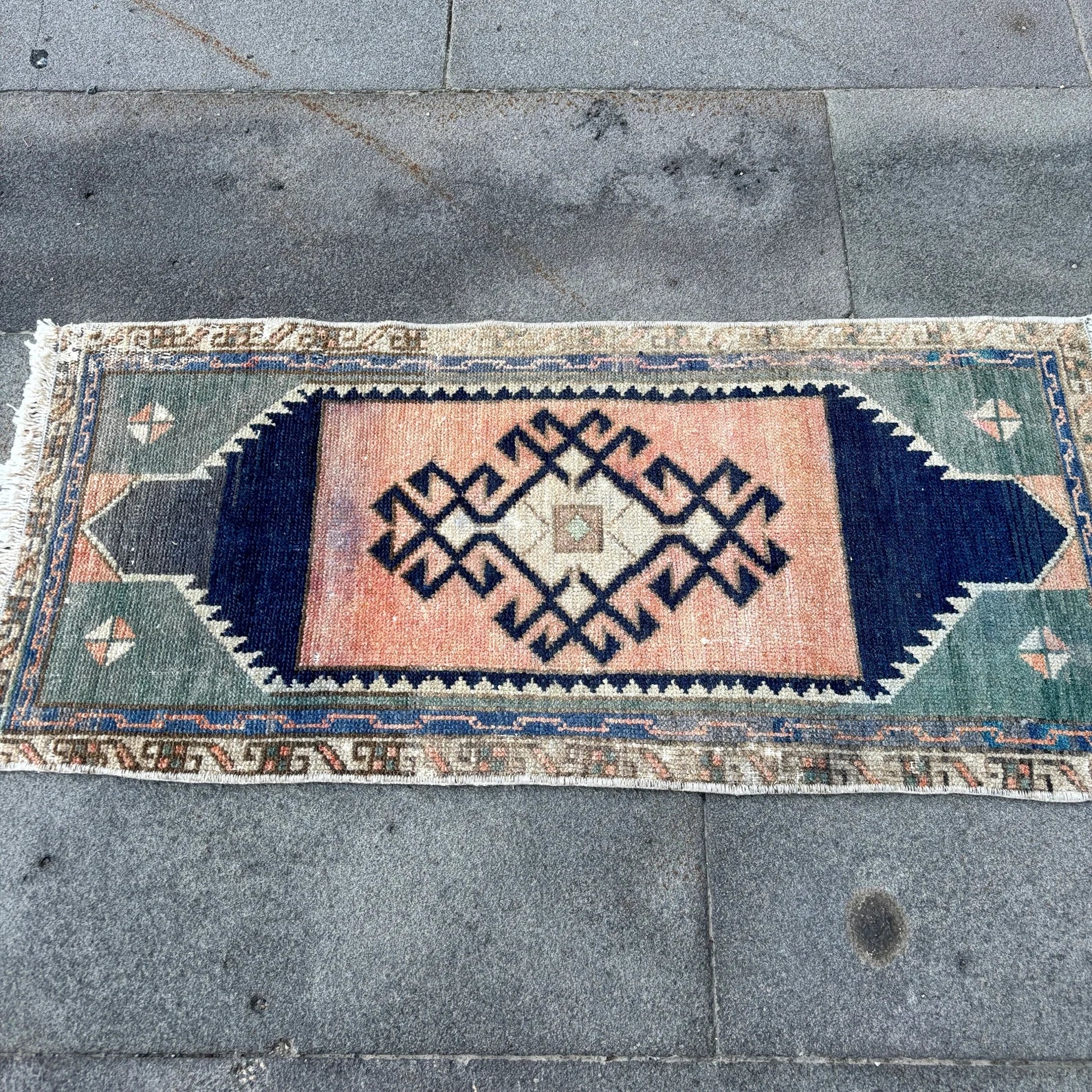 Vintage Turkish Mini Rug 1.4 x 3 ft