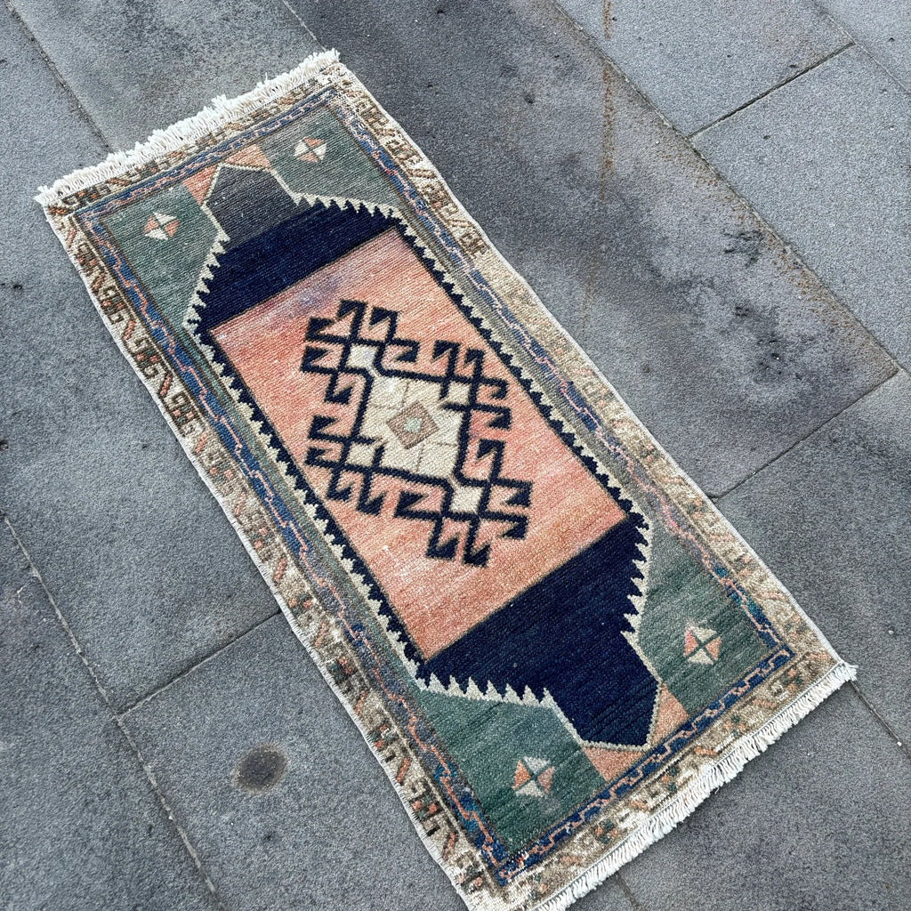 Vintage Turkish Mini Rug 1.4 x 3 ft