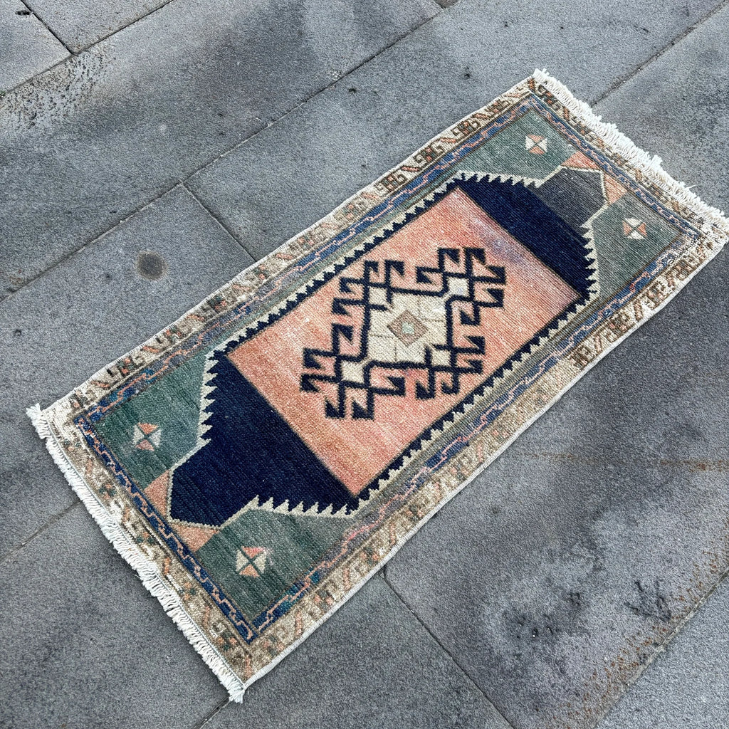 Vintage Turkish Mini Rug 1.4 x 3 ft