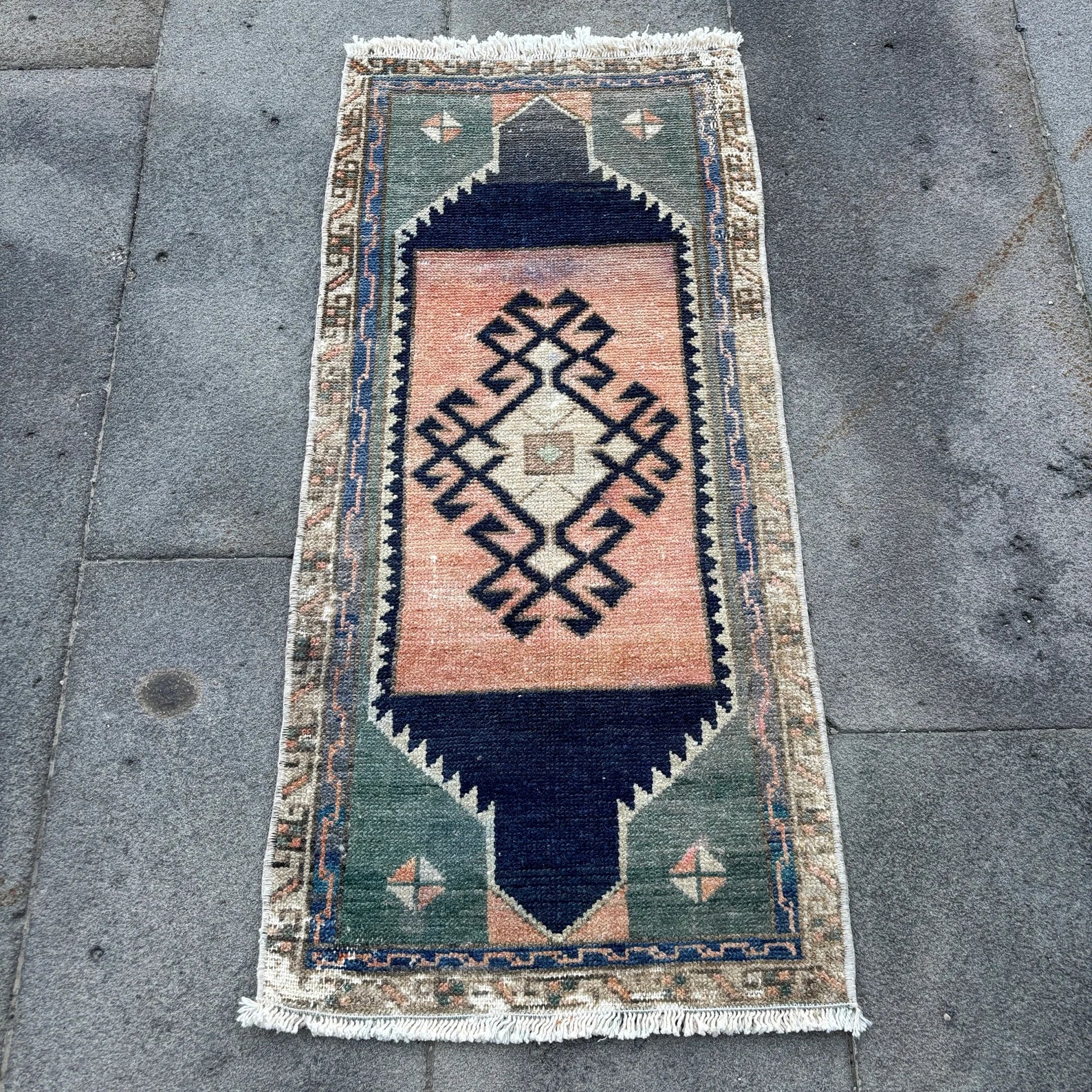 Vintage Turkish Mini Rug 1.4 x 3 ft