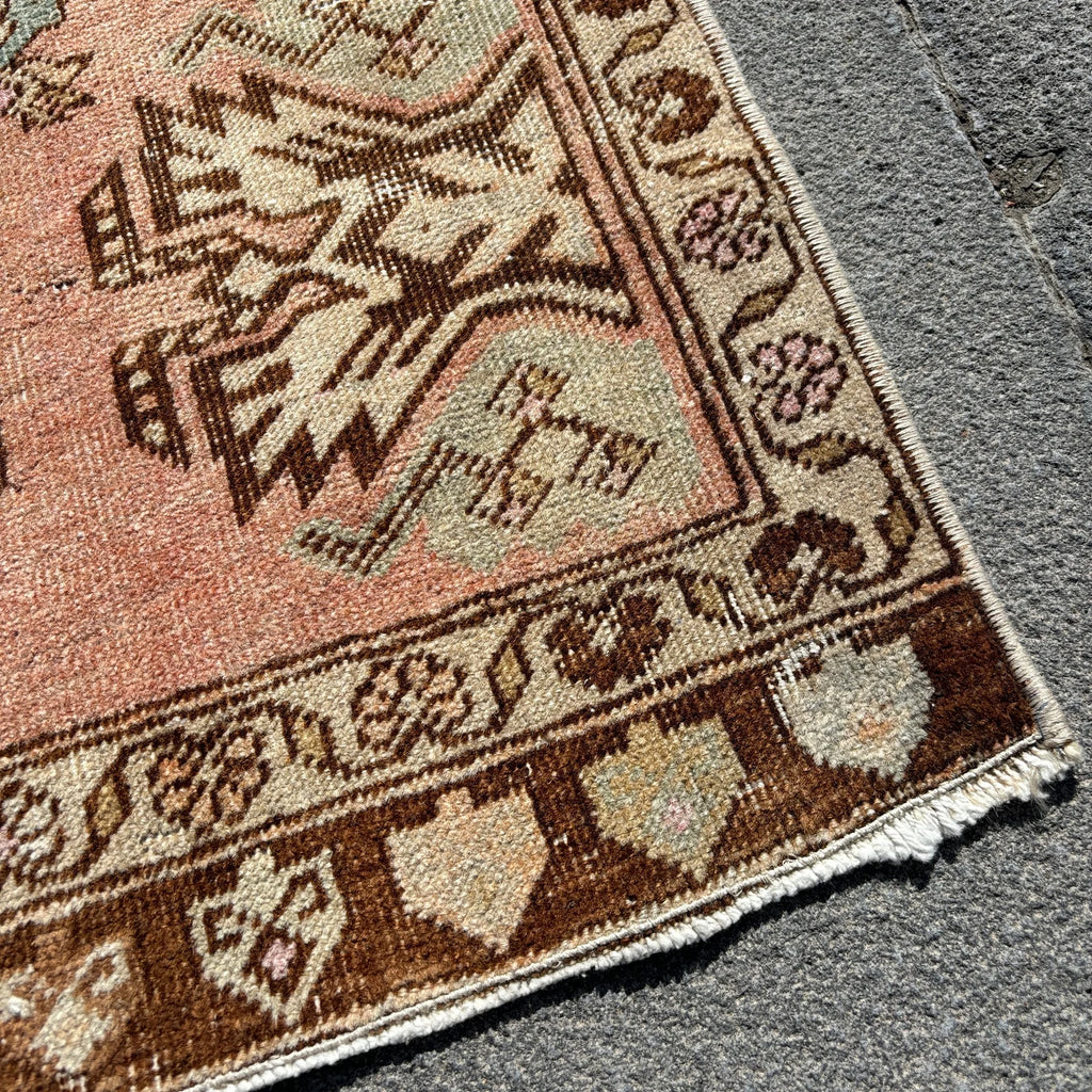 Vintage Turkish Mini Rug 1.5 x 2.8 ft