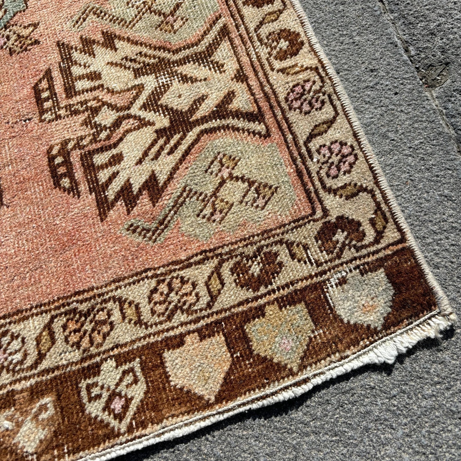 Vintage Turkish Mini Rug 1.5 x 2.8 ft