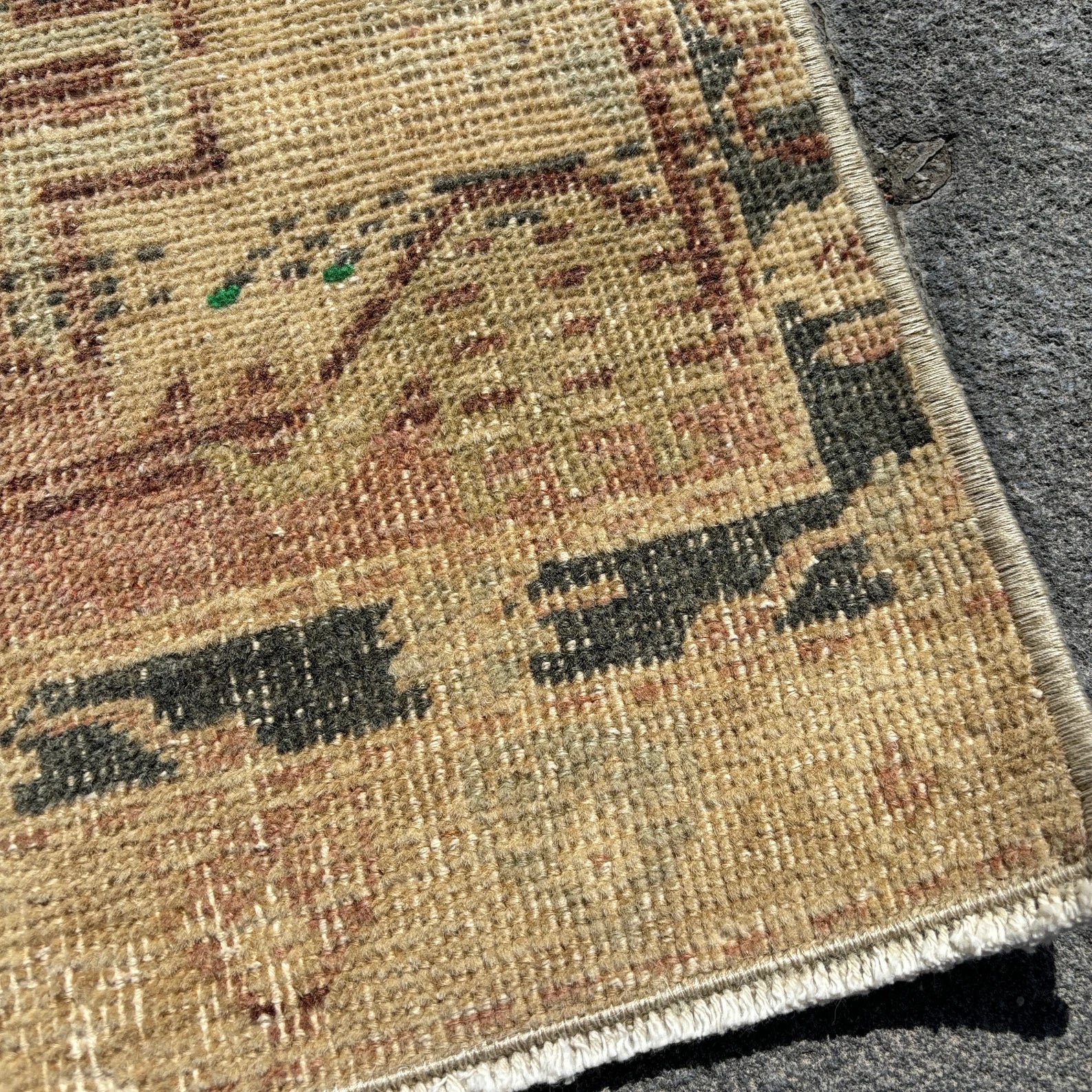 Vintage Turkish Mini Rug 1.6 x 3.6 ft