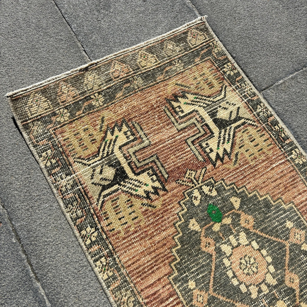 Vintage Turkish Mini Rug 1.6 x 3.6 ft