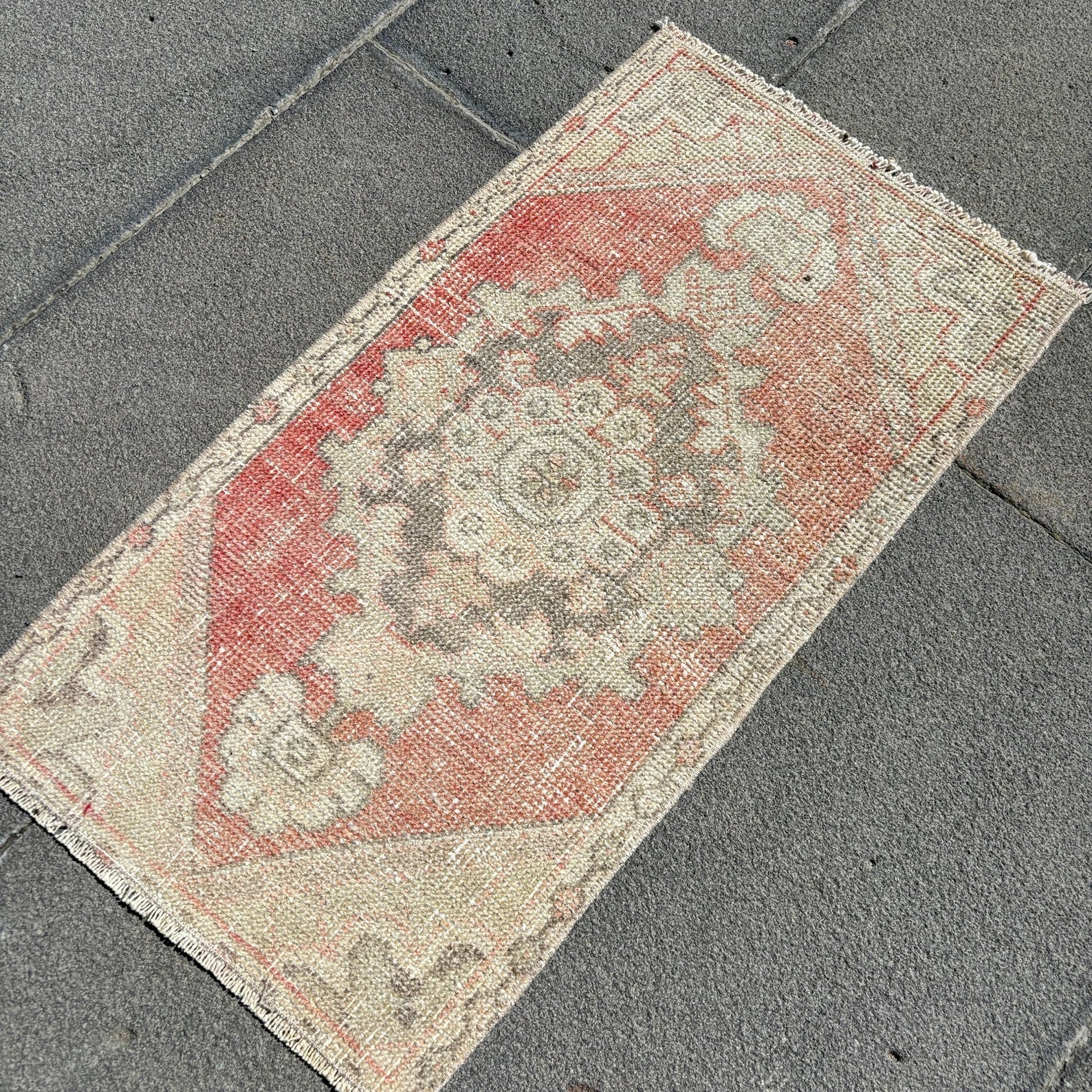 Vintage Turkish Mini Rug 1.4 x 2.6 ft